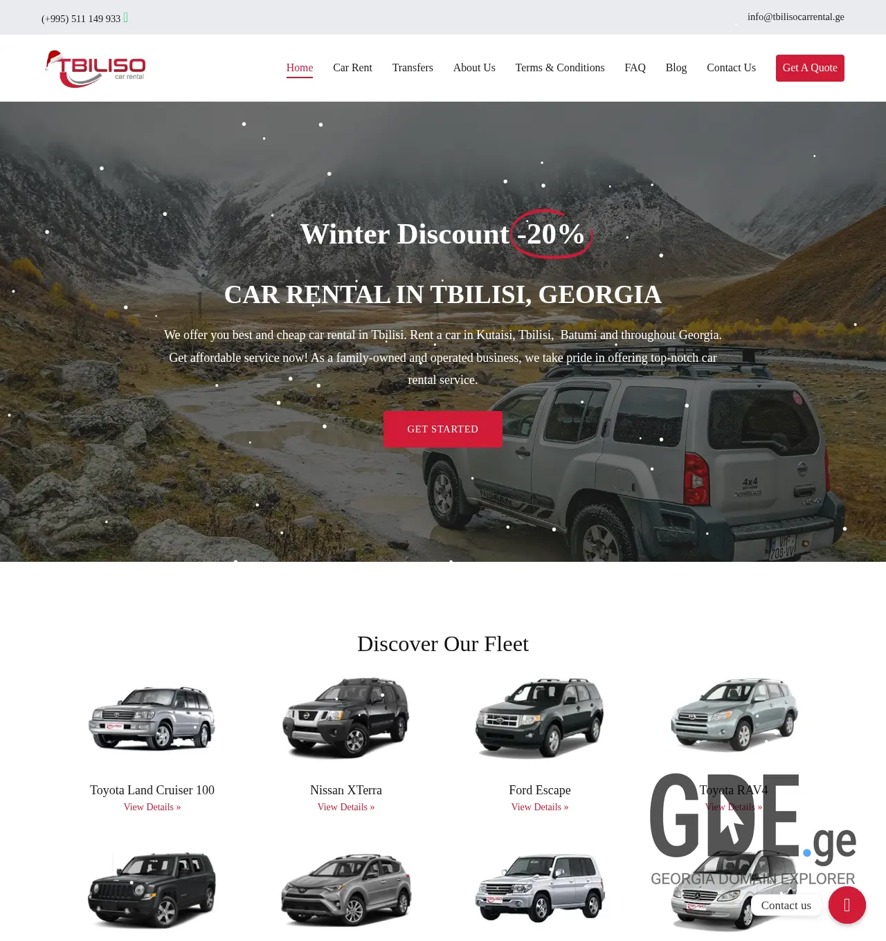 Screenshot of the site tbilisocarrental.ge at 2025-12-01