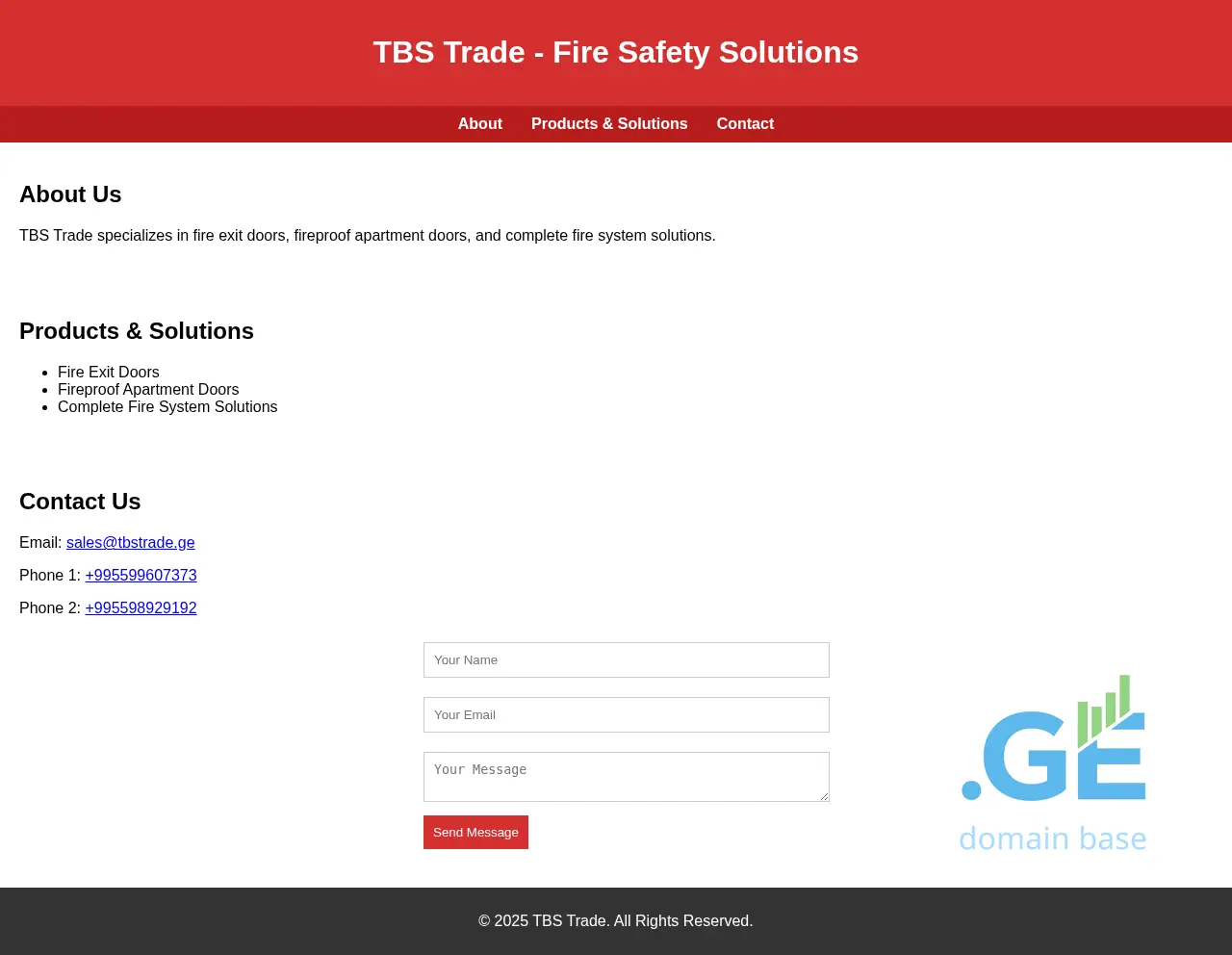 Screenshot of the site tbstrade.ge