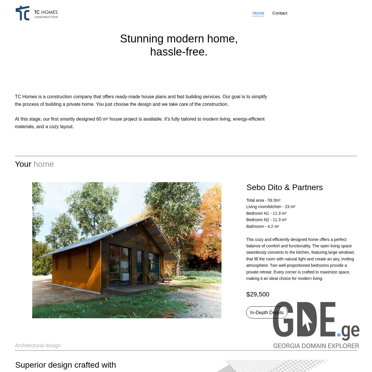 Screenshot of the site tchomes.ge at 2025-12-12