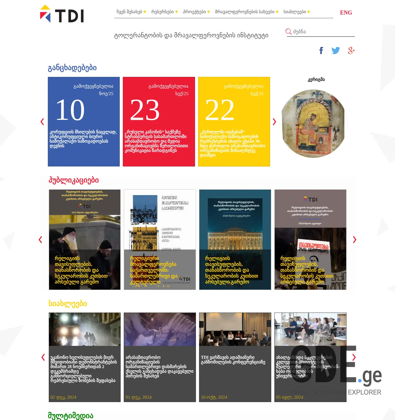Screenshot of the site tdi.ge at 2025-11-29