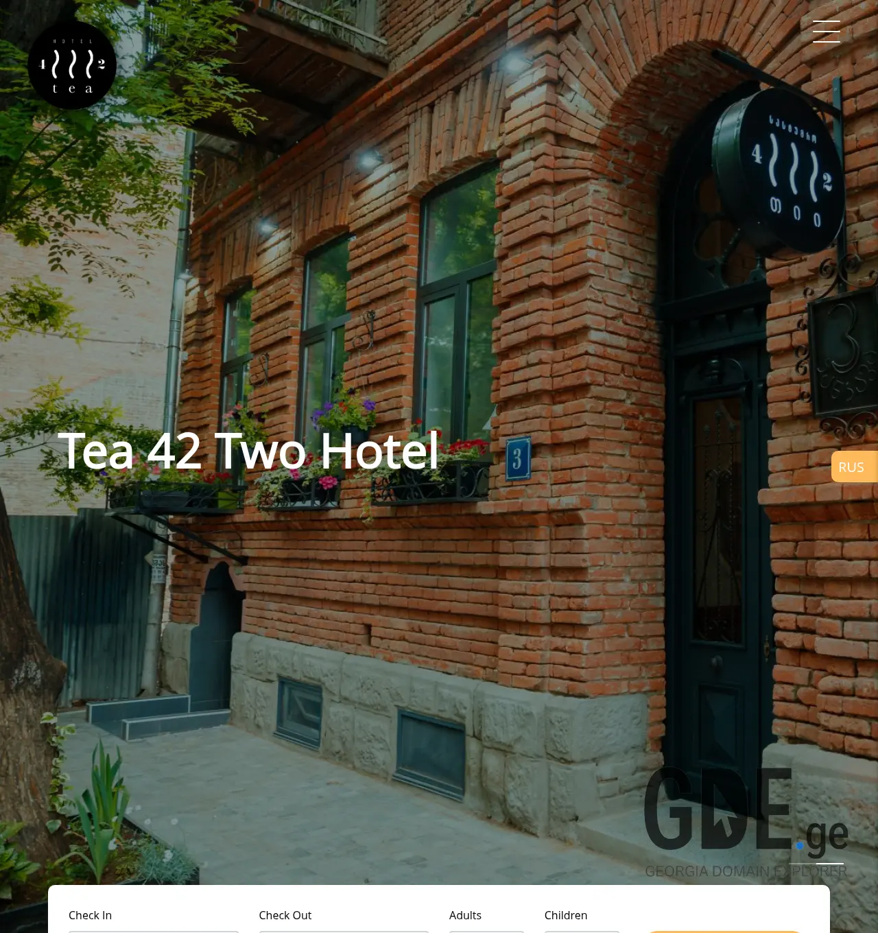Screenshot of the site tea42hotel.ge at 2025-11-30