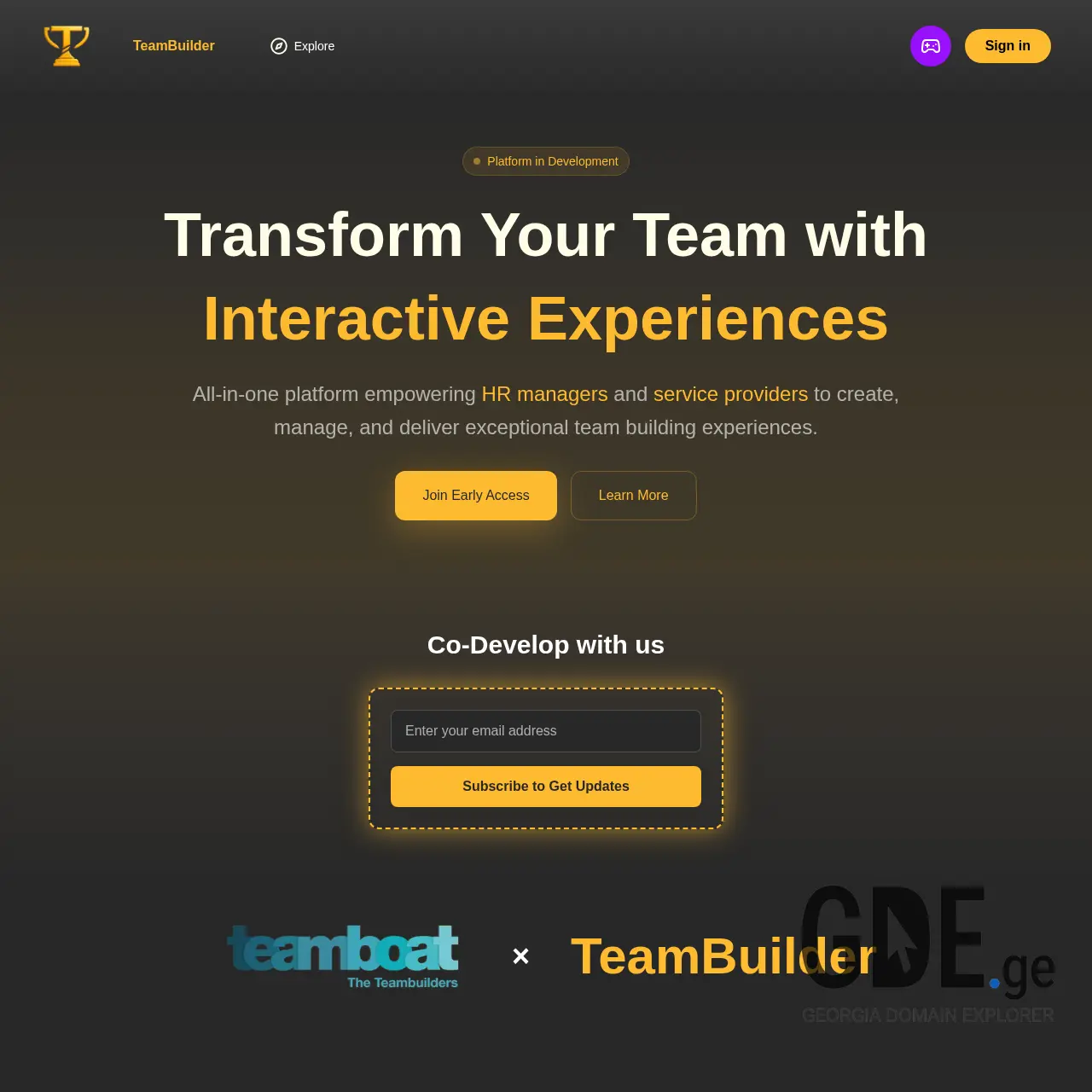 Screenshot of the site teambuilder.ge at 2025-12-12