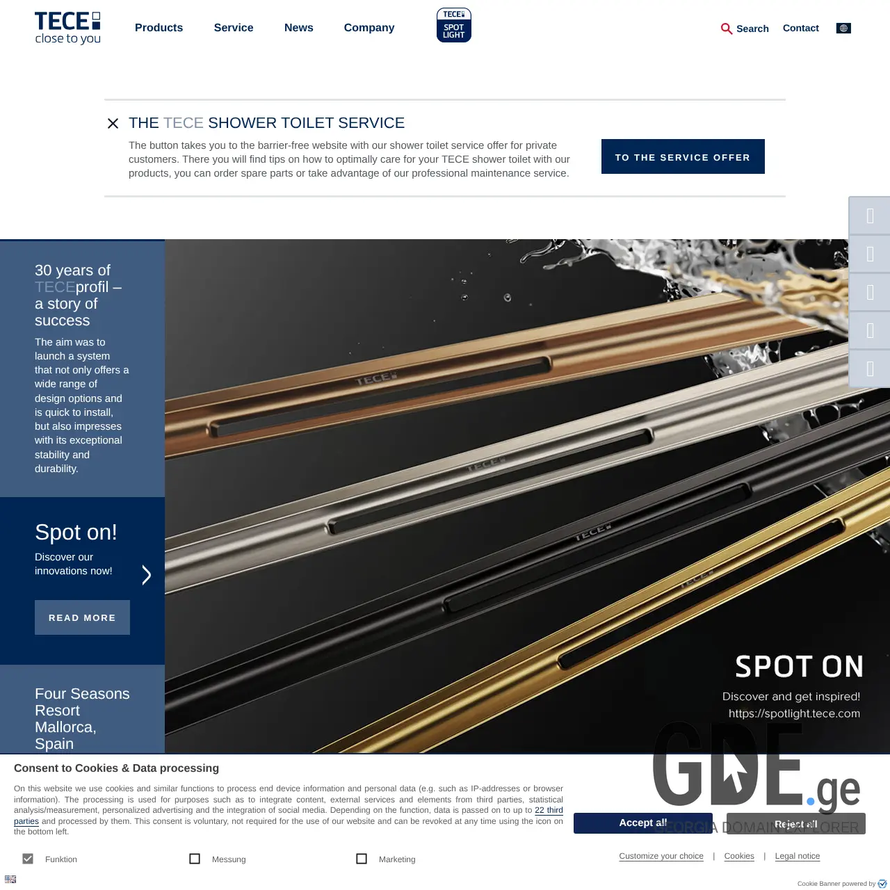 Screenshot of the site tece.ge at 2025-12-12