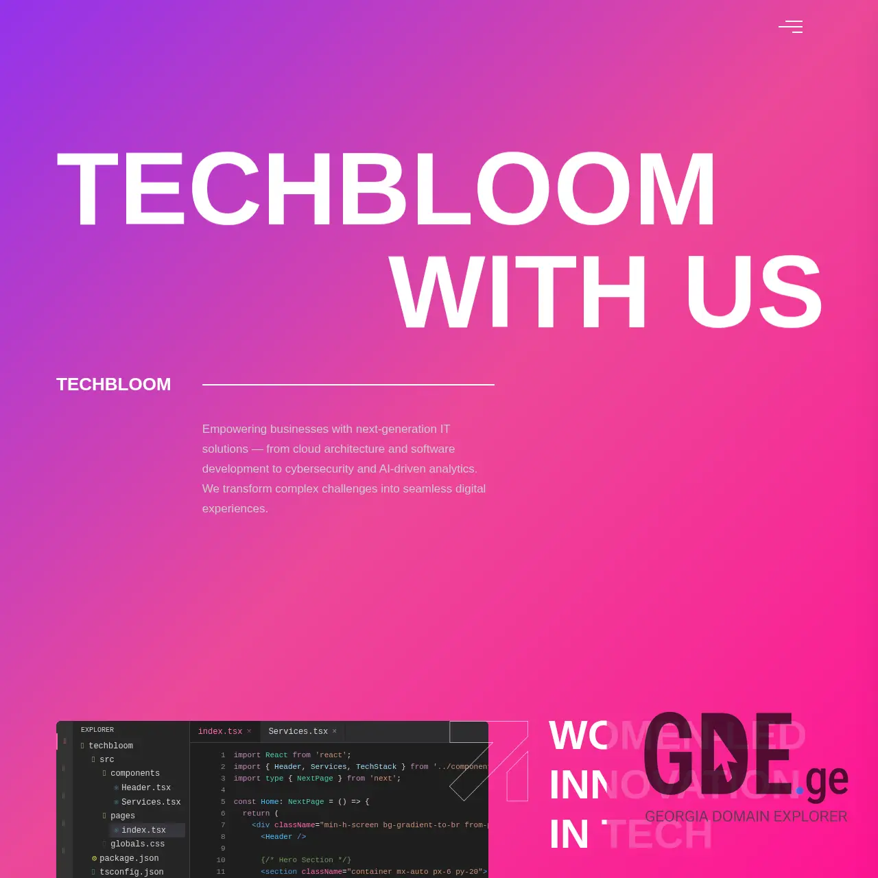 Screenshot of the site techbloom.ge at 2025-12-13