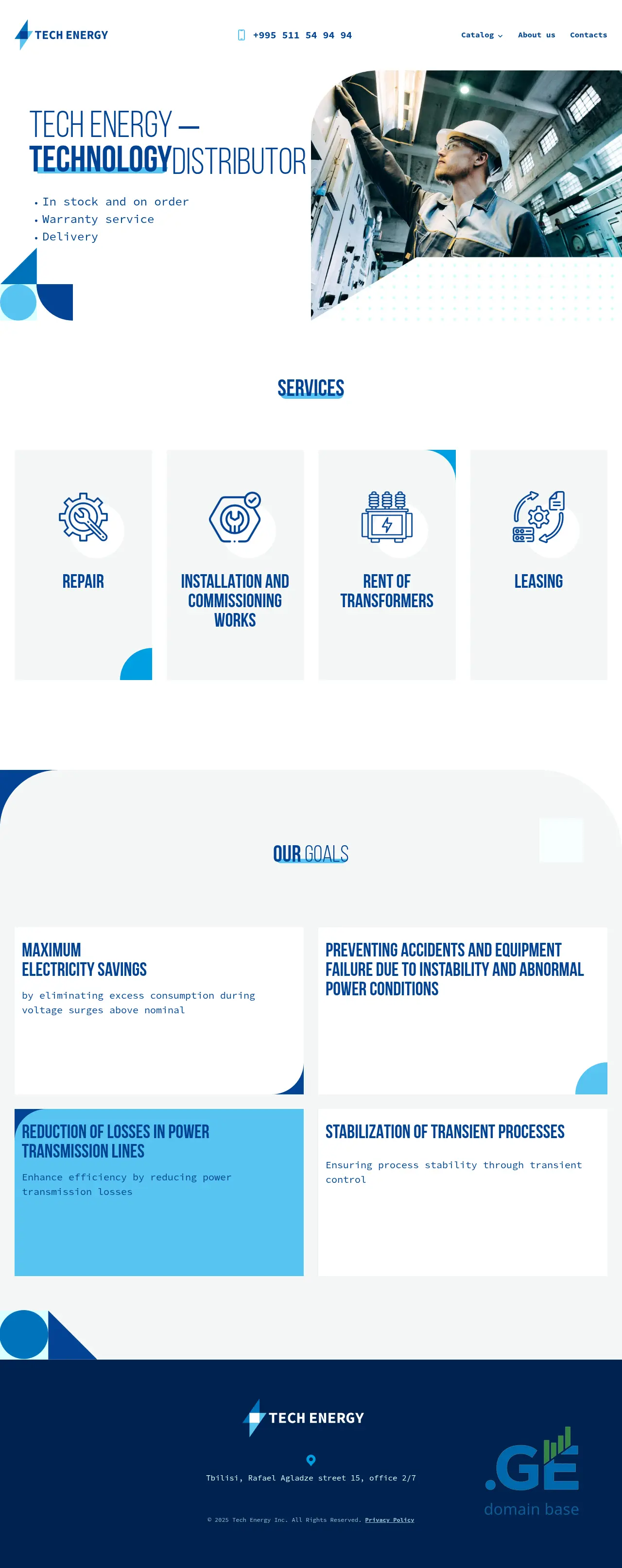 Screenshot of the site techenergy.ge