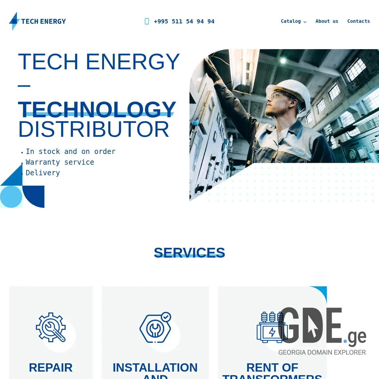 Screenshot of the site techenergy.ge at 2025-12-12