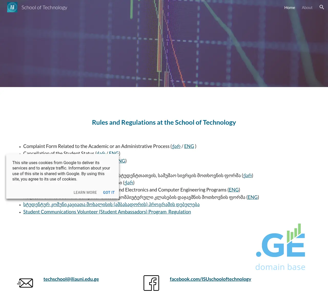 Screenshot of the site technologyschool.ge