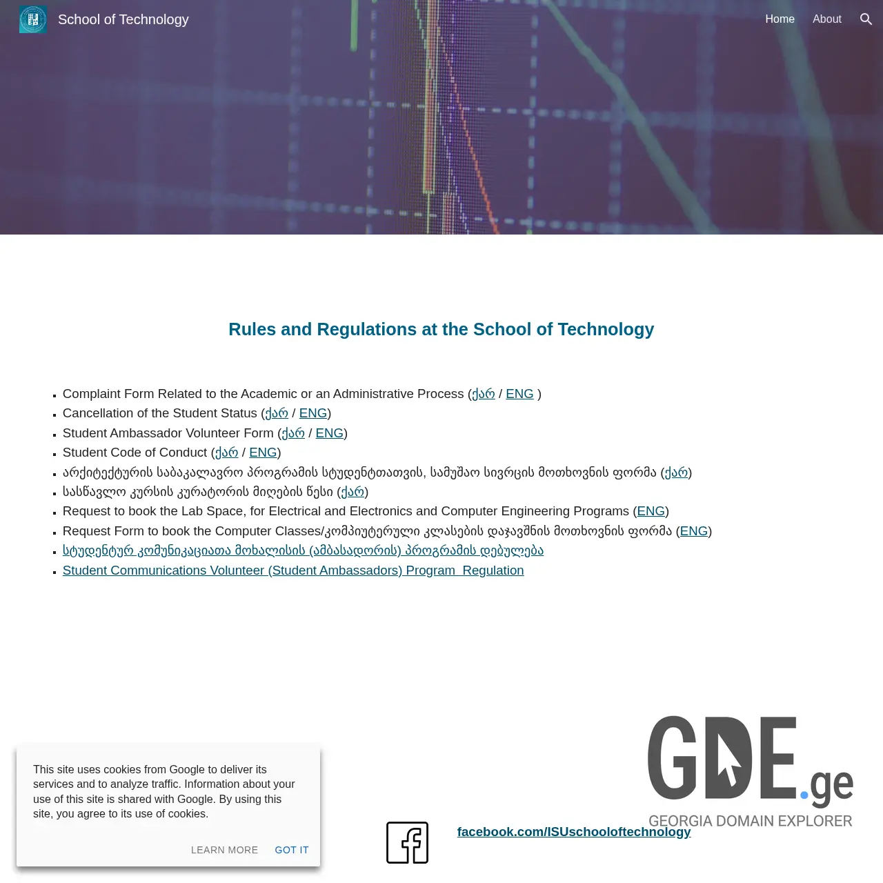 Screenshot of the site technologyschool.ge at 2025-12-13