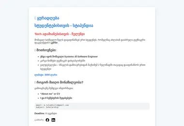 Screenshot of techscholarship.ge