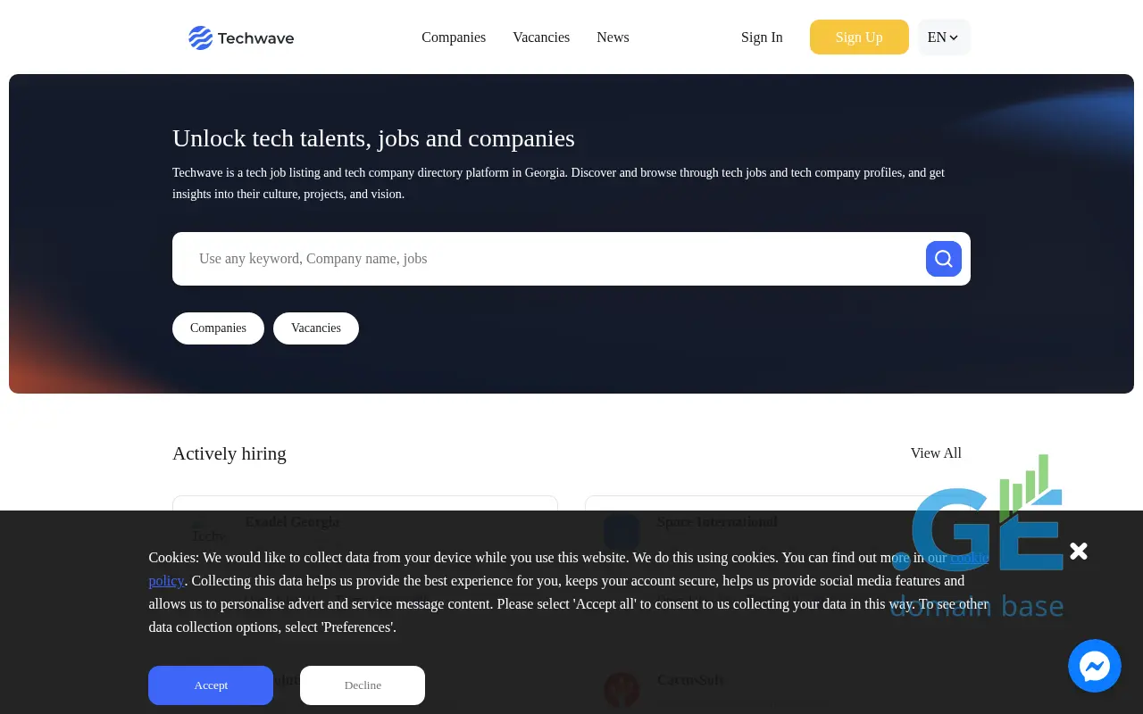 Screenshot of the site techwave.ge