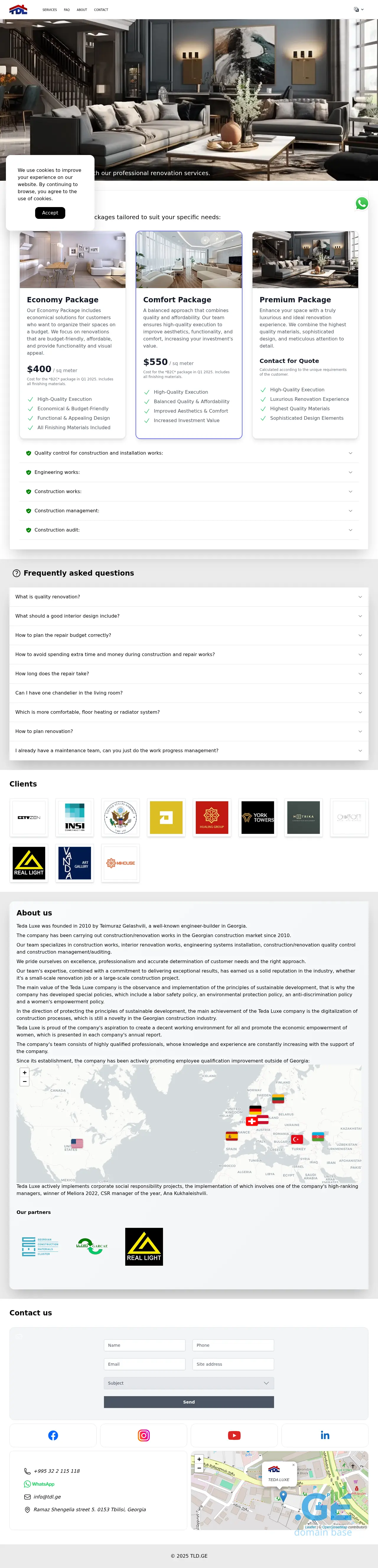 Screenshot of the site tedaluxe.ge