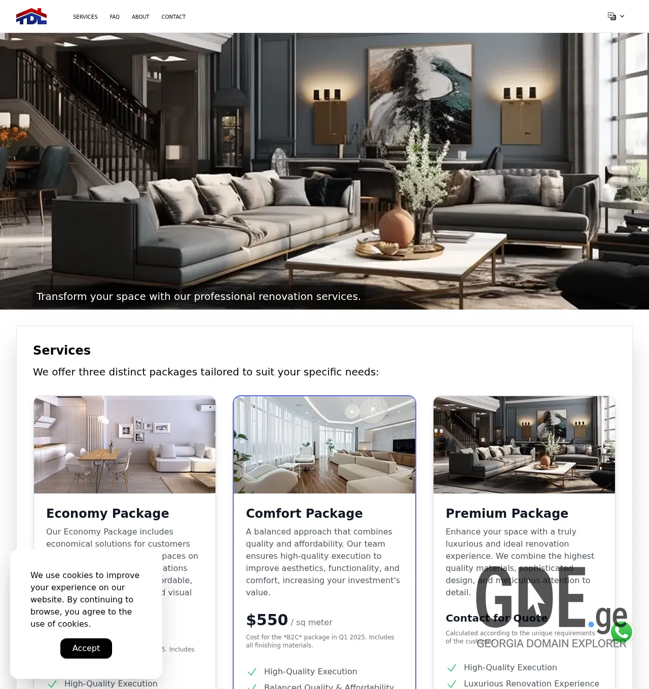 Screenshot of the site tedaluxe.ge at 2025-12-03