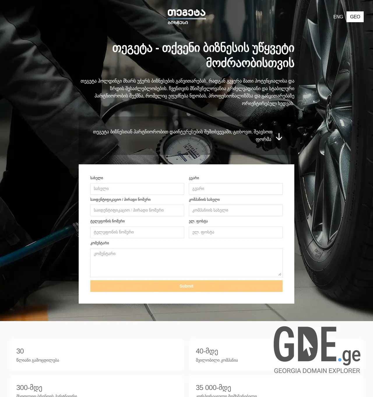 Screenshot of the site tegetabusiness.ge at 2025-12-03