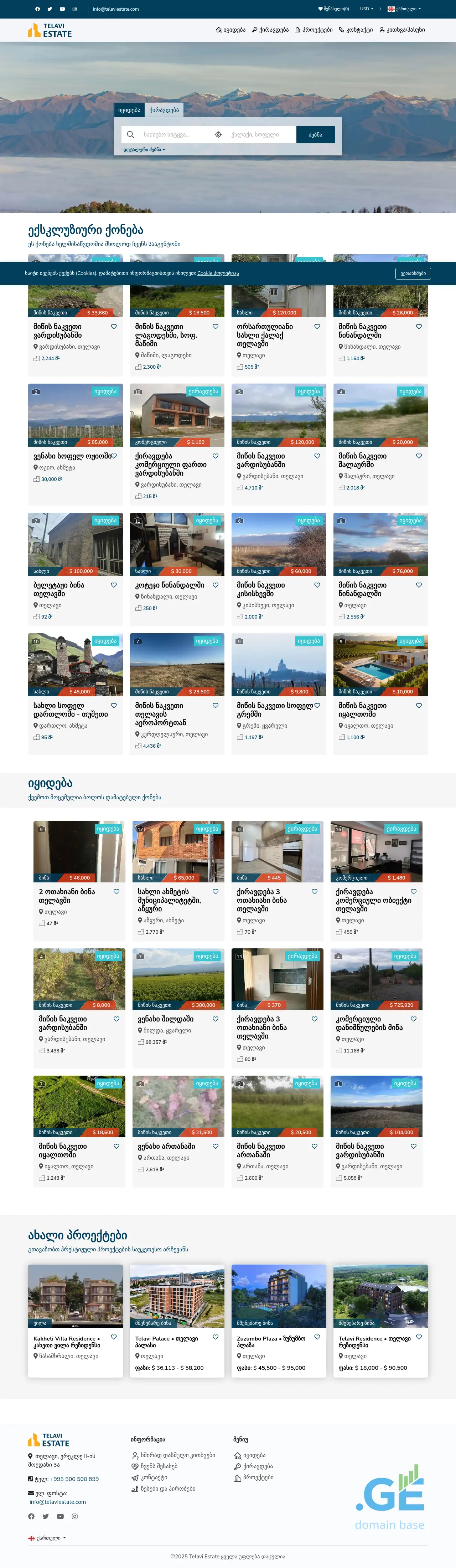Screenshot of the site telaviestate.ge