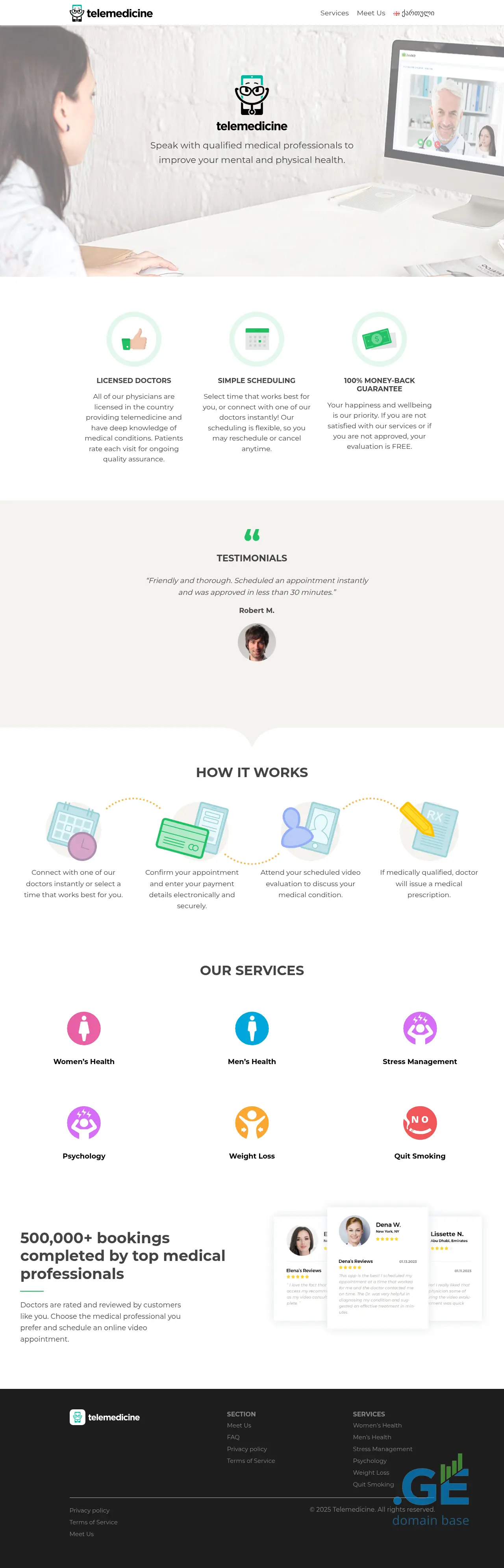 Screenshot of the site telemedicine.ge