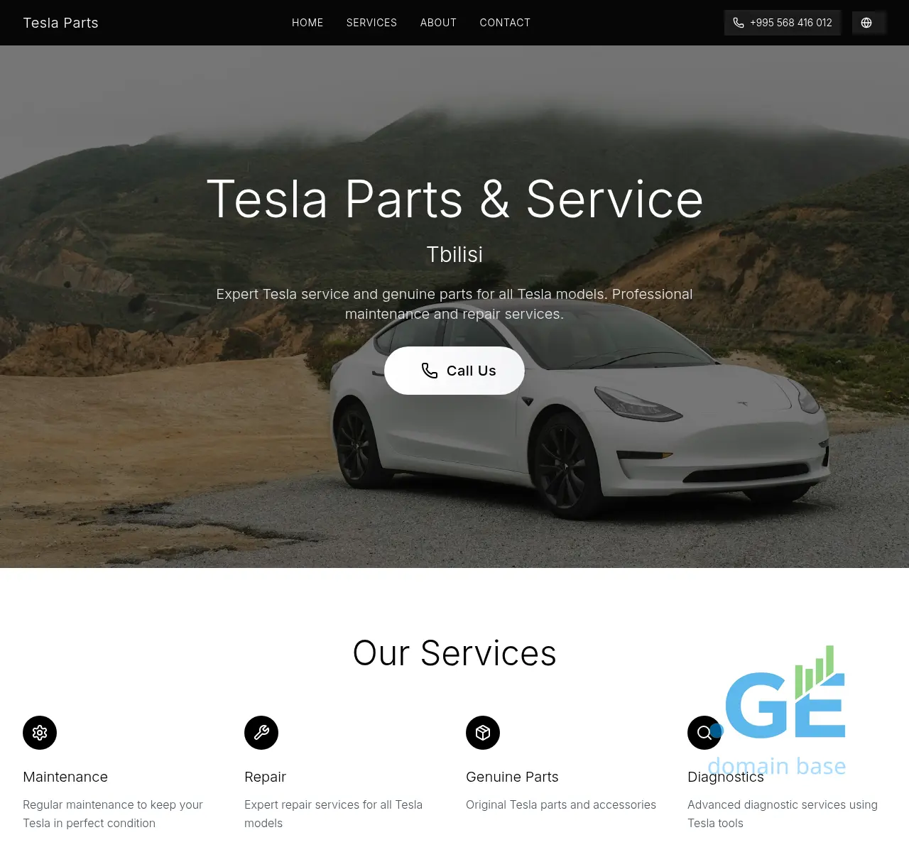 Screenshot of the site tesla-parts.ge at 2025-11-02
