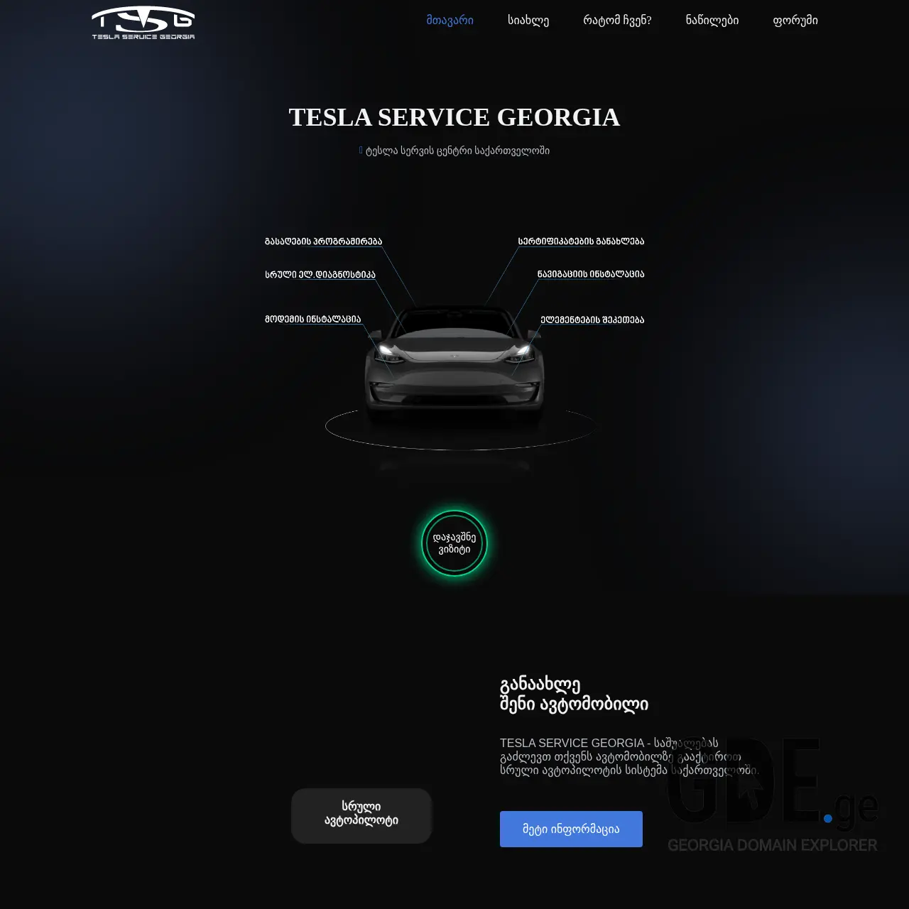 Screenshot of the site tesla-service.ge at 2025-12-13