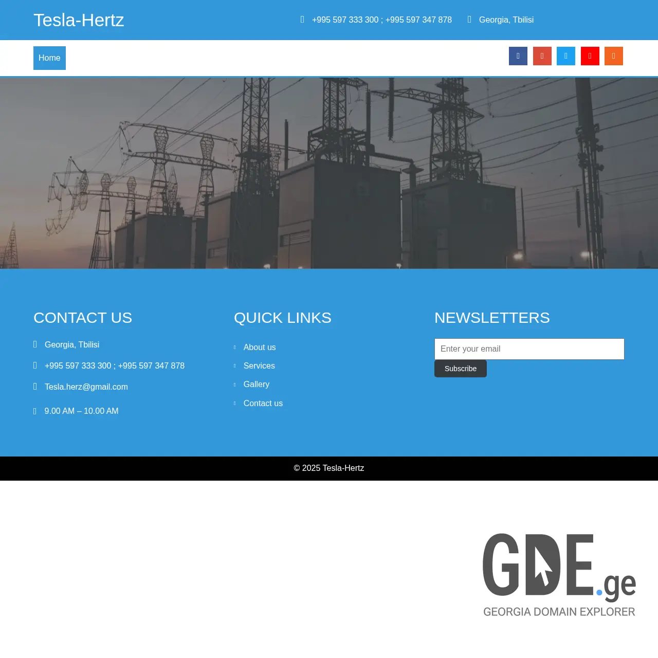 Screenshot of the site teslahertz.ge at 2025-12-12