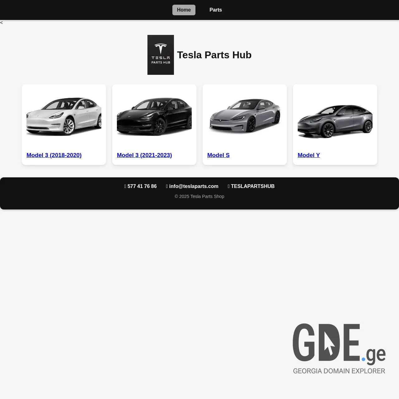 Screenshot of the site teslapartshub.ge at 2026-02-08