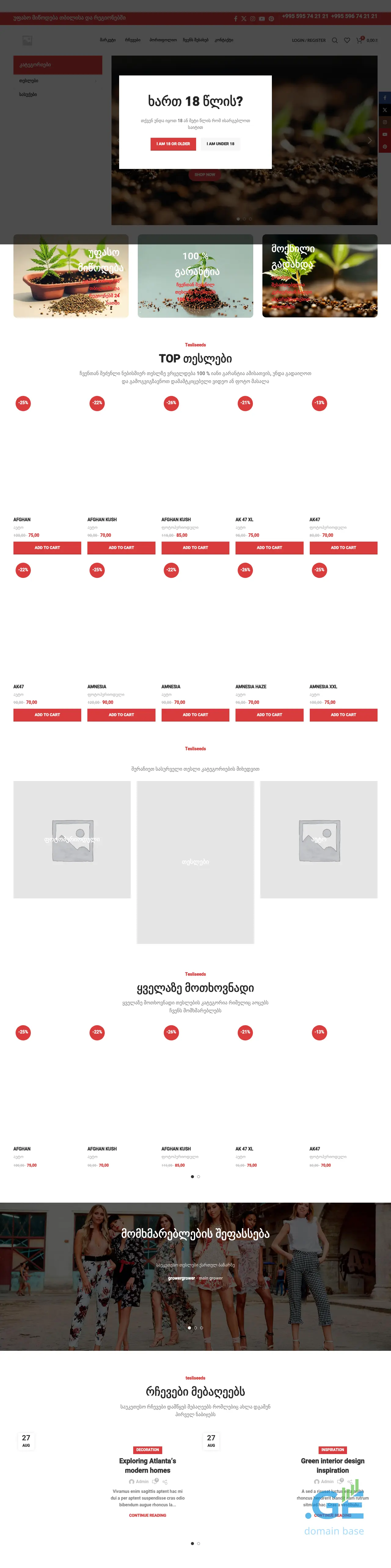 Screenshot of the site tesliseeds.ge