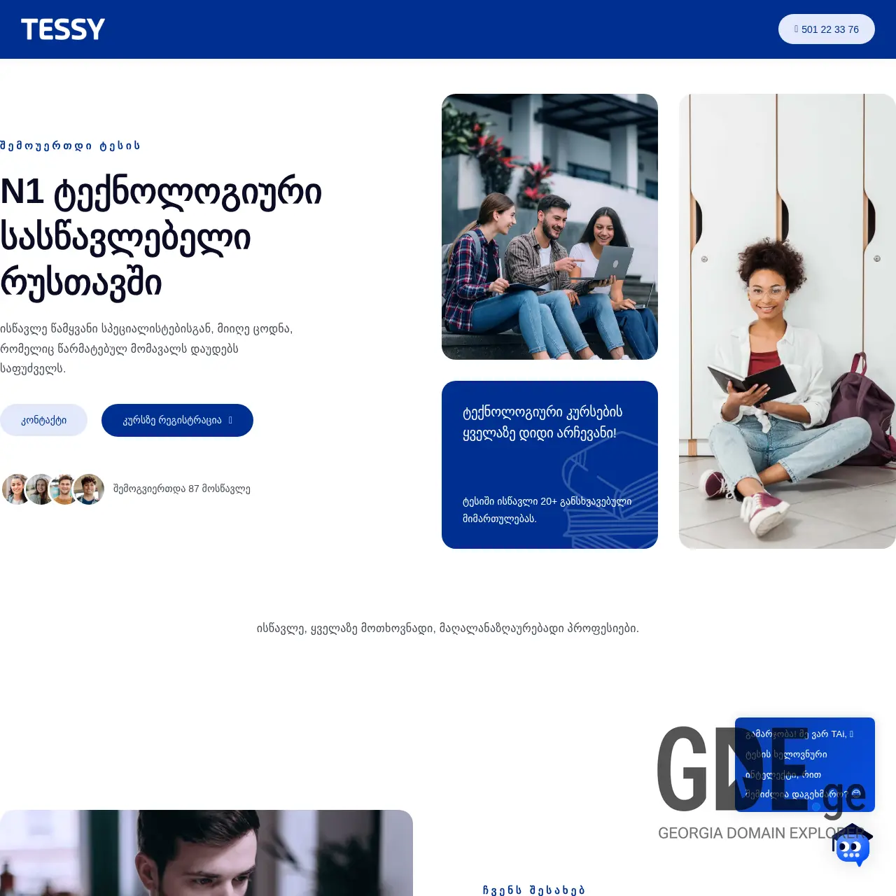 Screenshot of the site tessy.ge at 2025-12-14