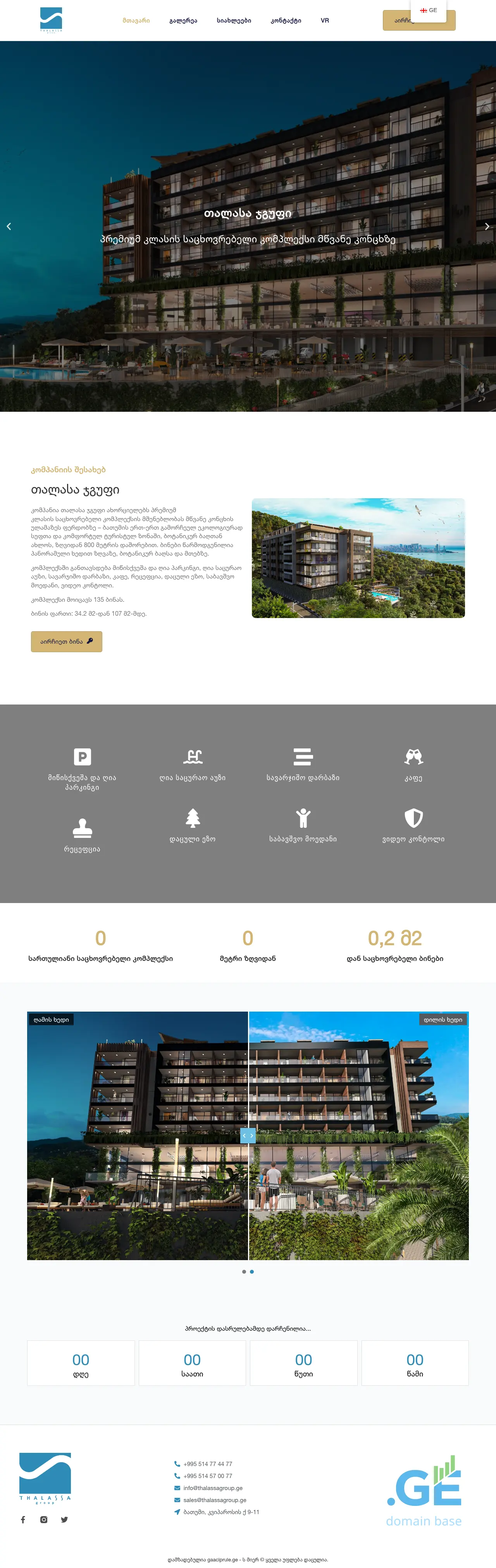 Screenshot of the site thalassagroup.ge