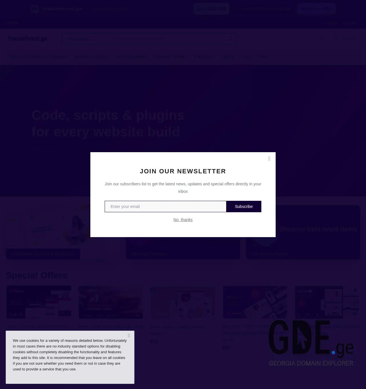Screenshot of the site themeforest.ge at 2025-12-03
