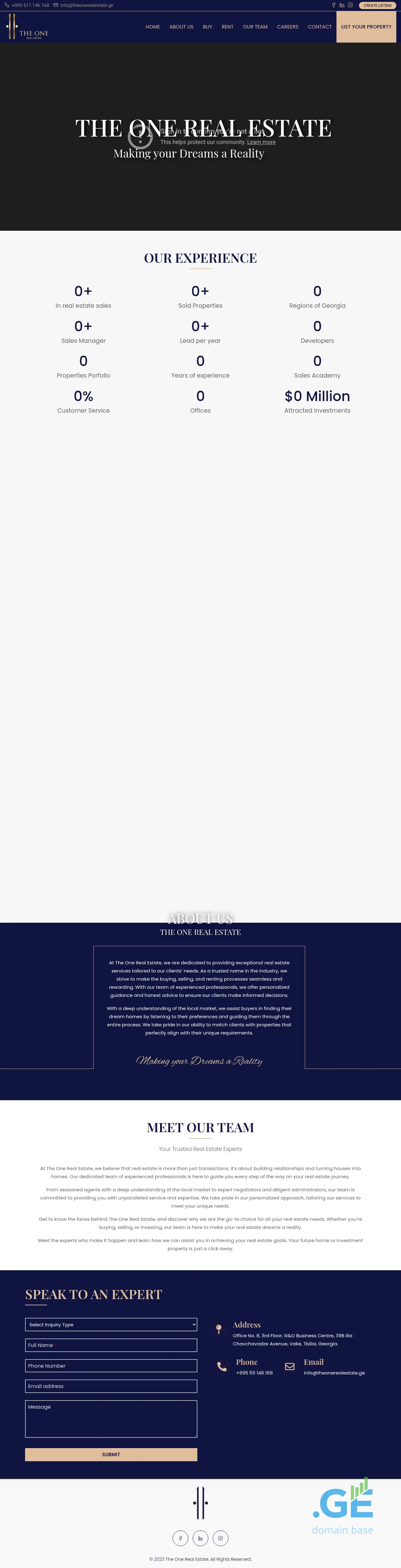 Screenshot of the site theonerealestate.ge
