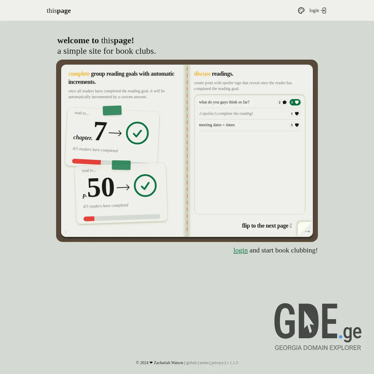 Screenshot of the site thispa.ge at 2026-01-29