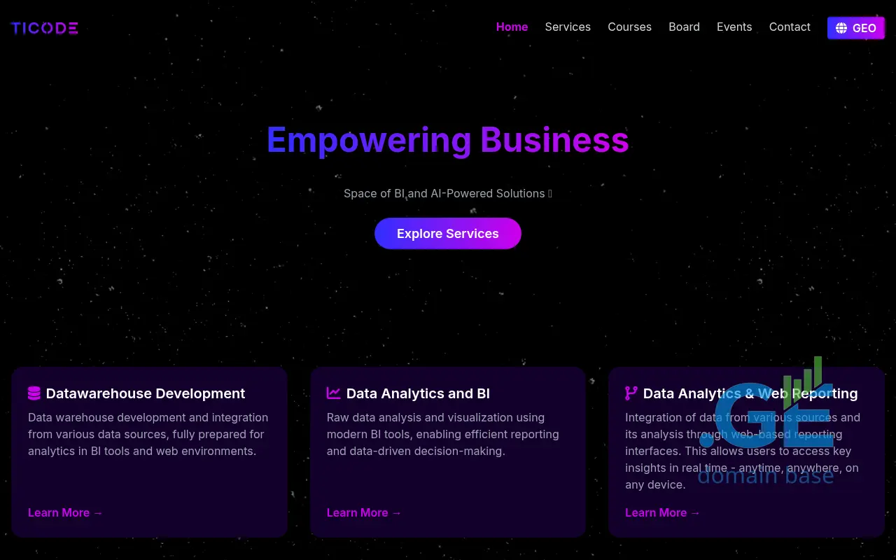 Screenshot of the site ticode.ge at 2025-10-13
