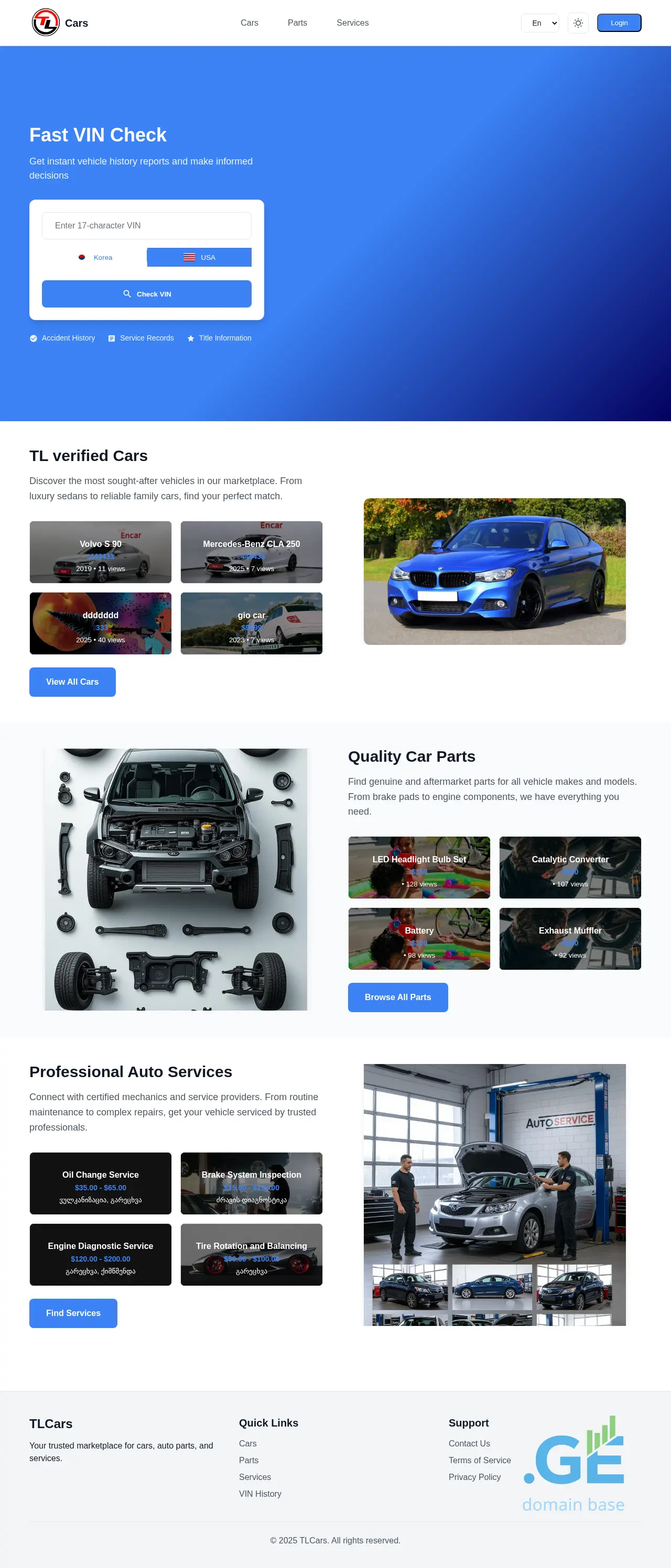 Screenshot of the site tlcars.ge