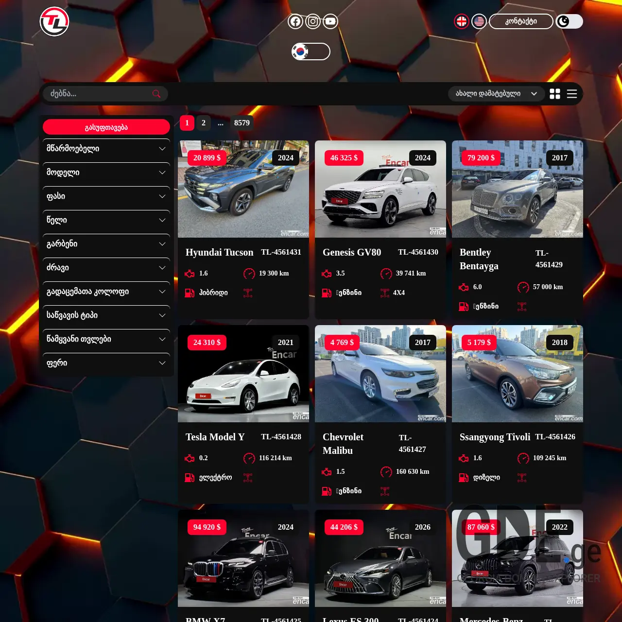 Screenshot of the site tlgroup.ge at 2025-12-13