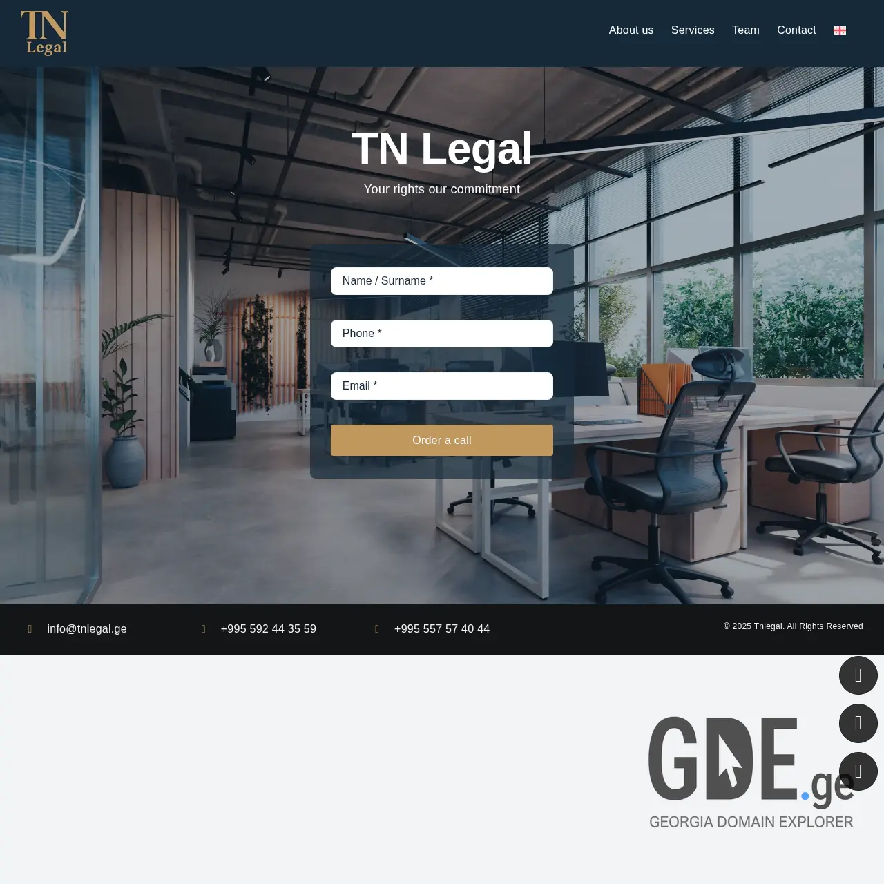 Screenshot of the site tnlegal.ge at 2025-12-13
