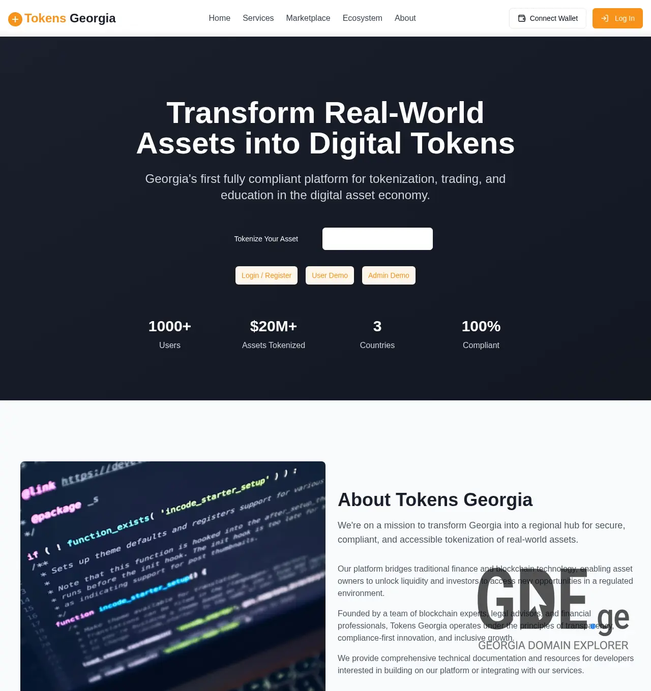 Screenshot of the site tokens.ge at 2025-12-03