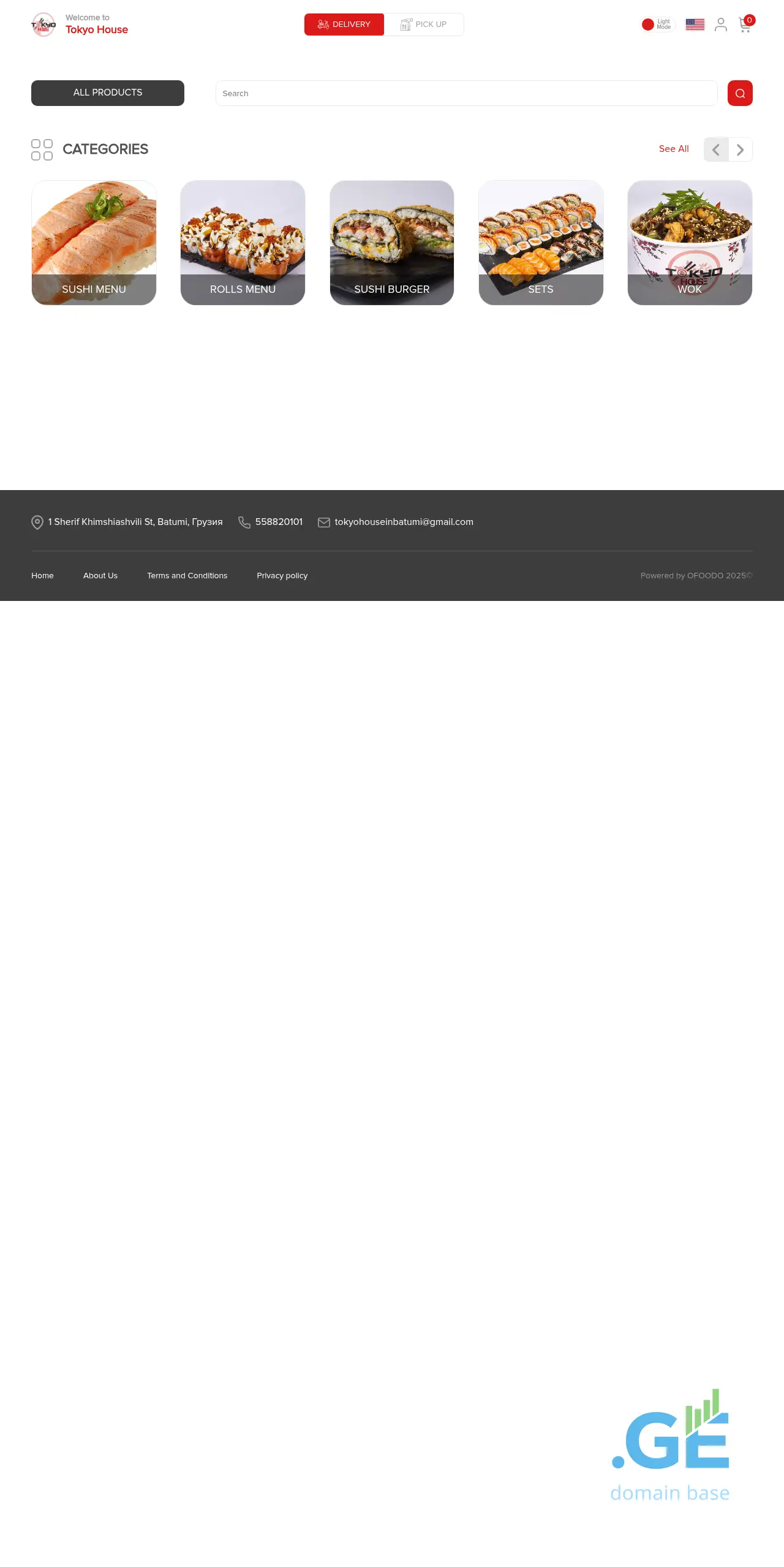 Screenshot of the site tokyohousebatumi.ge