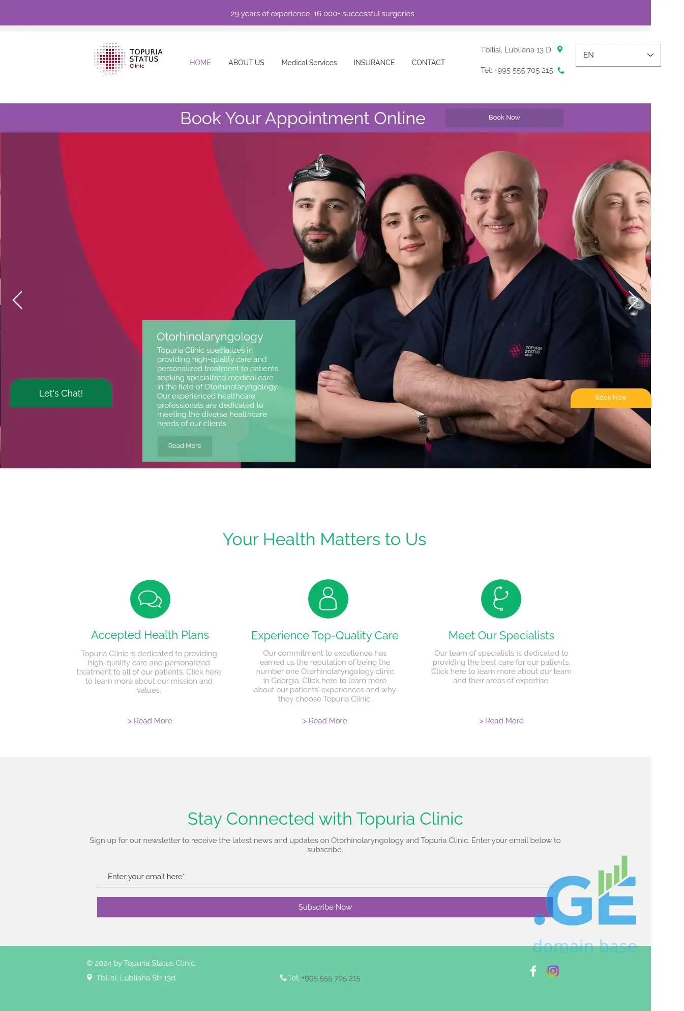Screenshot of the site topuriaclinic.ge