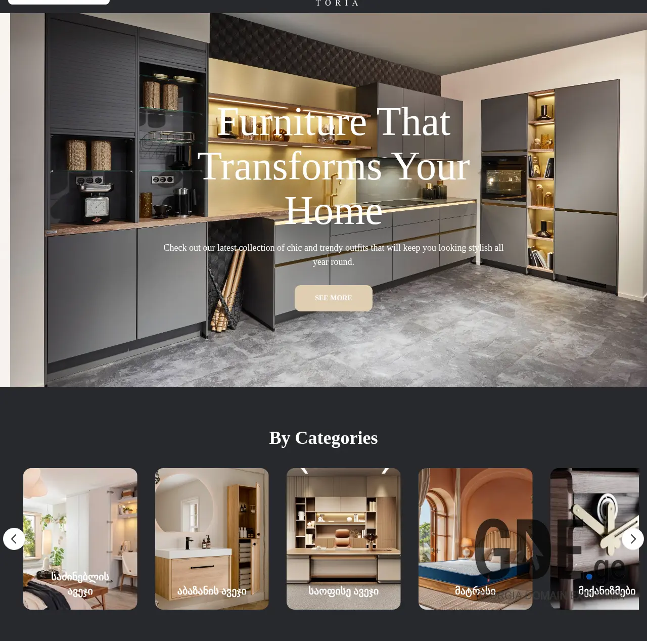 Screenshot of the site toria.ge at 2025-12-13