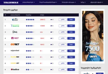 Скриншот totalizatorebi.ge