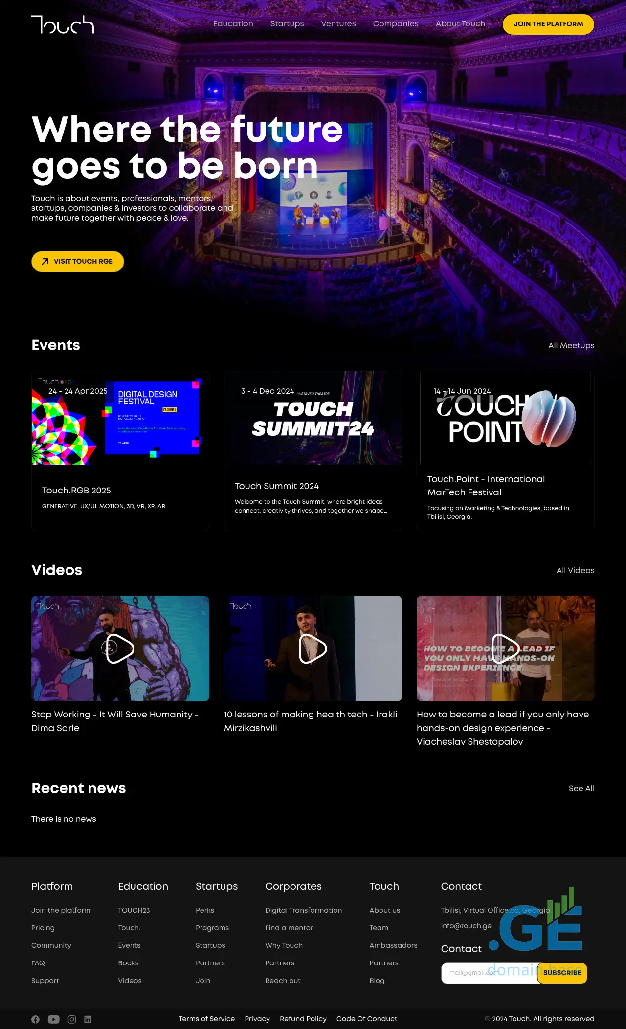 Screenshot of the site touch.ge at 2025-09-09