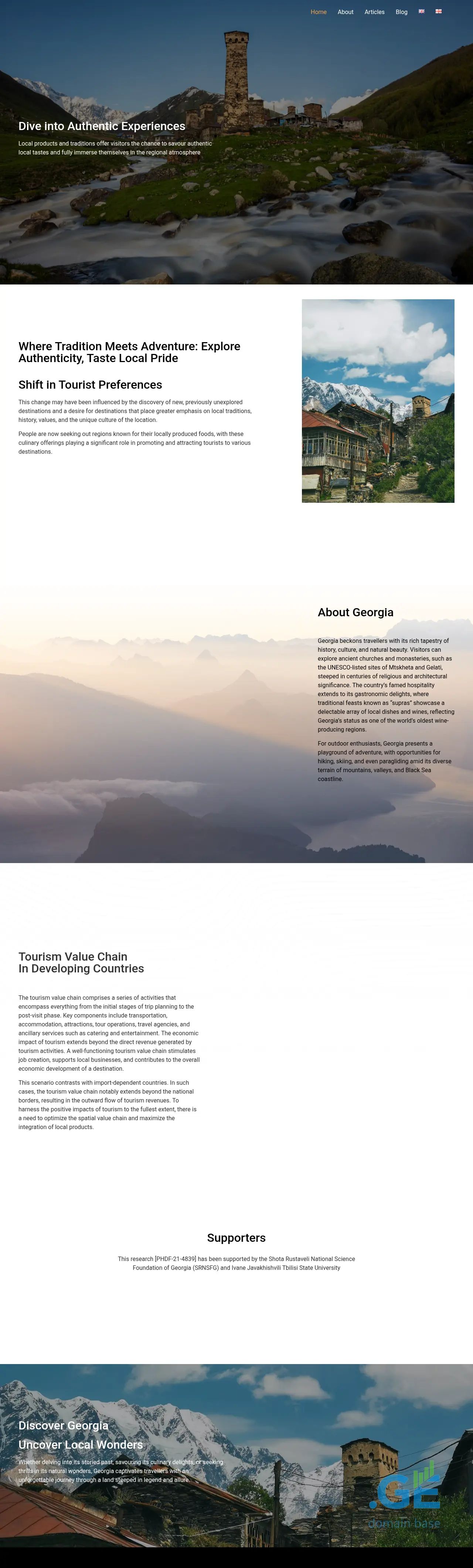 Screenshot of the site tourismvaluechain.ge