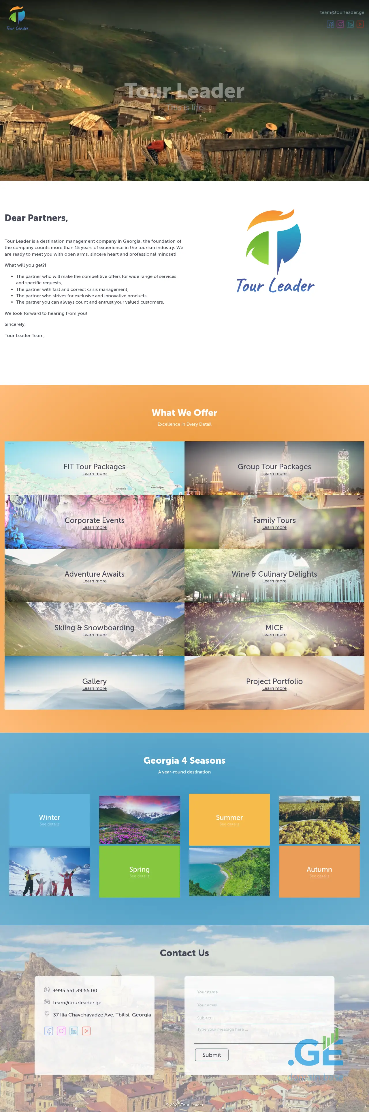 Screenshot of the site tourleader.ge