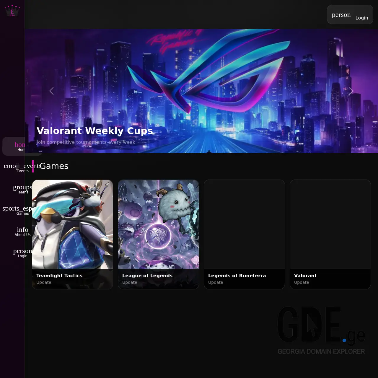 Screenshot of the site tournaments.ge at 2026-02-19