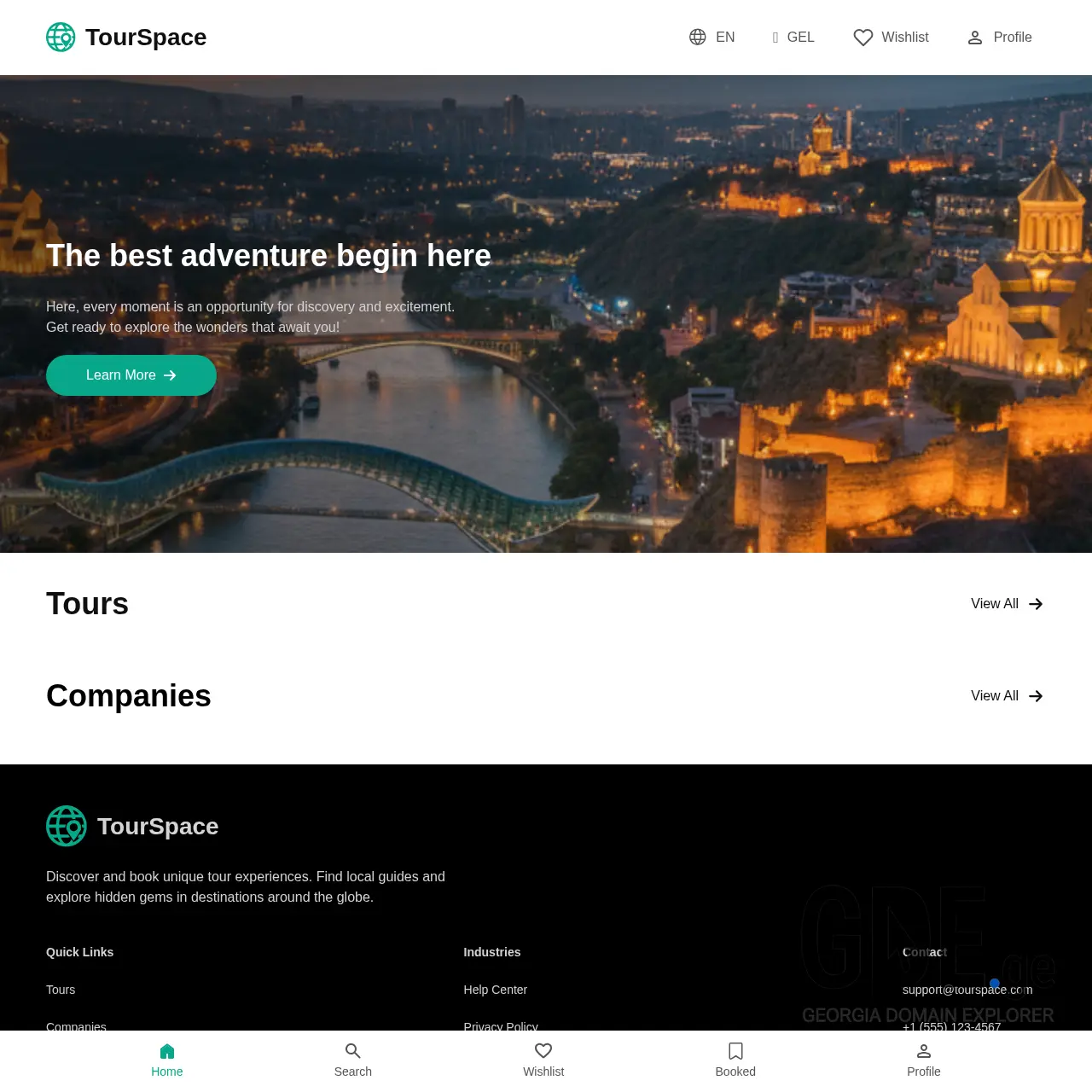 Screenshot of the site tourspace.ge at 2025-12-22