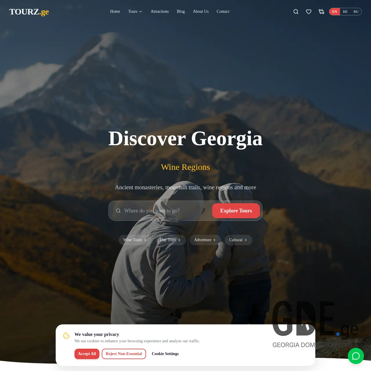 Screenshot of the site tourz.ge at 2026-02-18