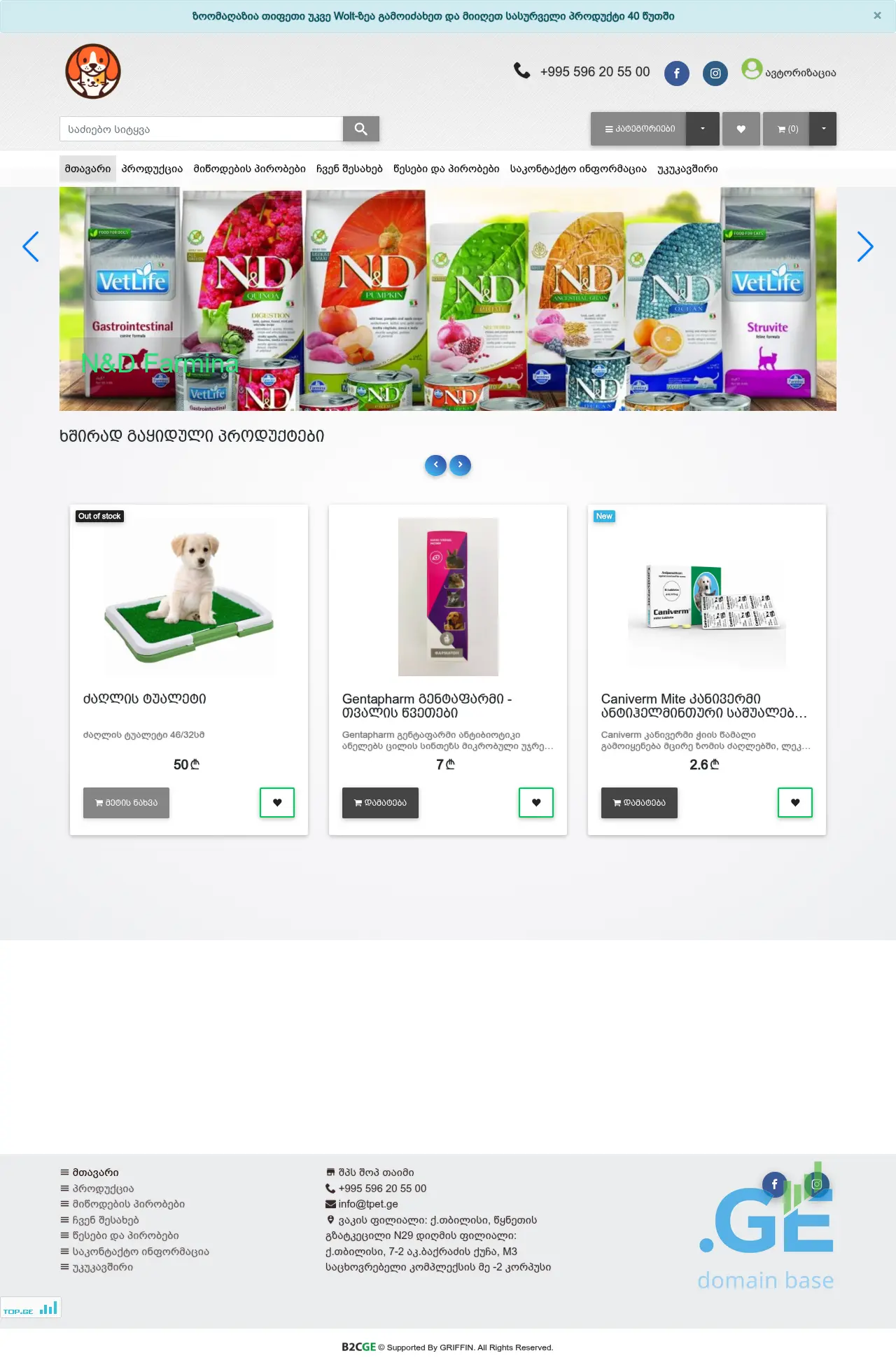 Screenshot of the site tpet.ge