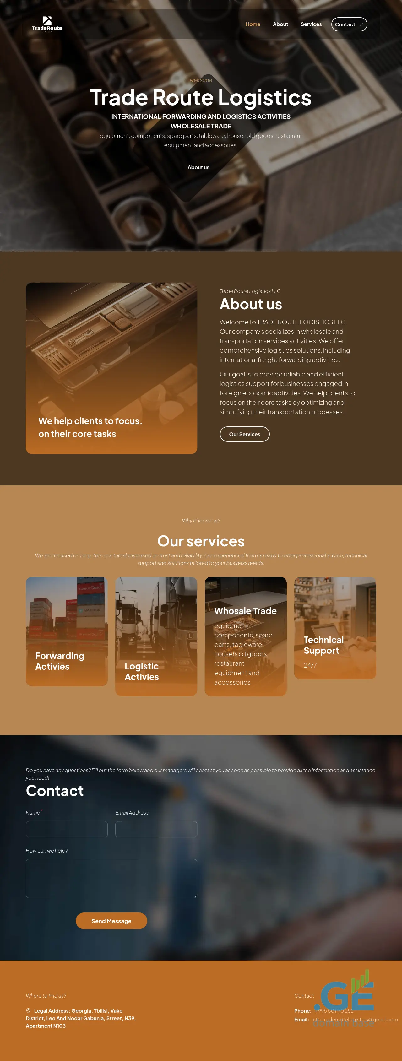 Screenshot of the site traderoute.ge