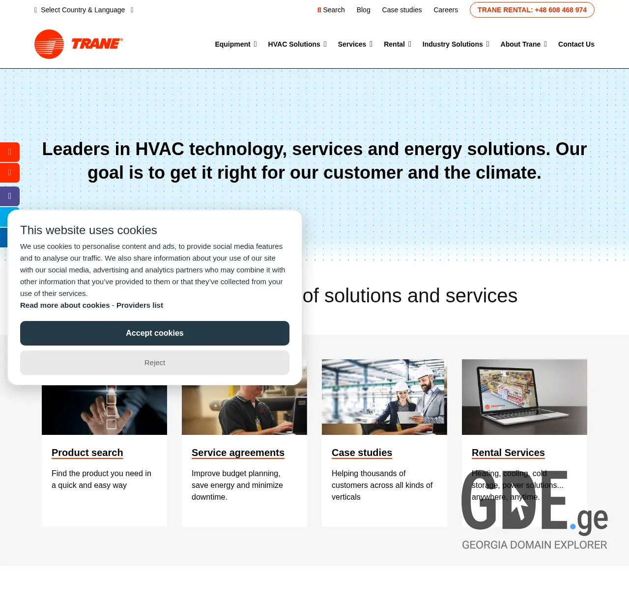 Screenshot of the site trane.ge at 2025-11-26