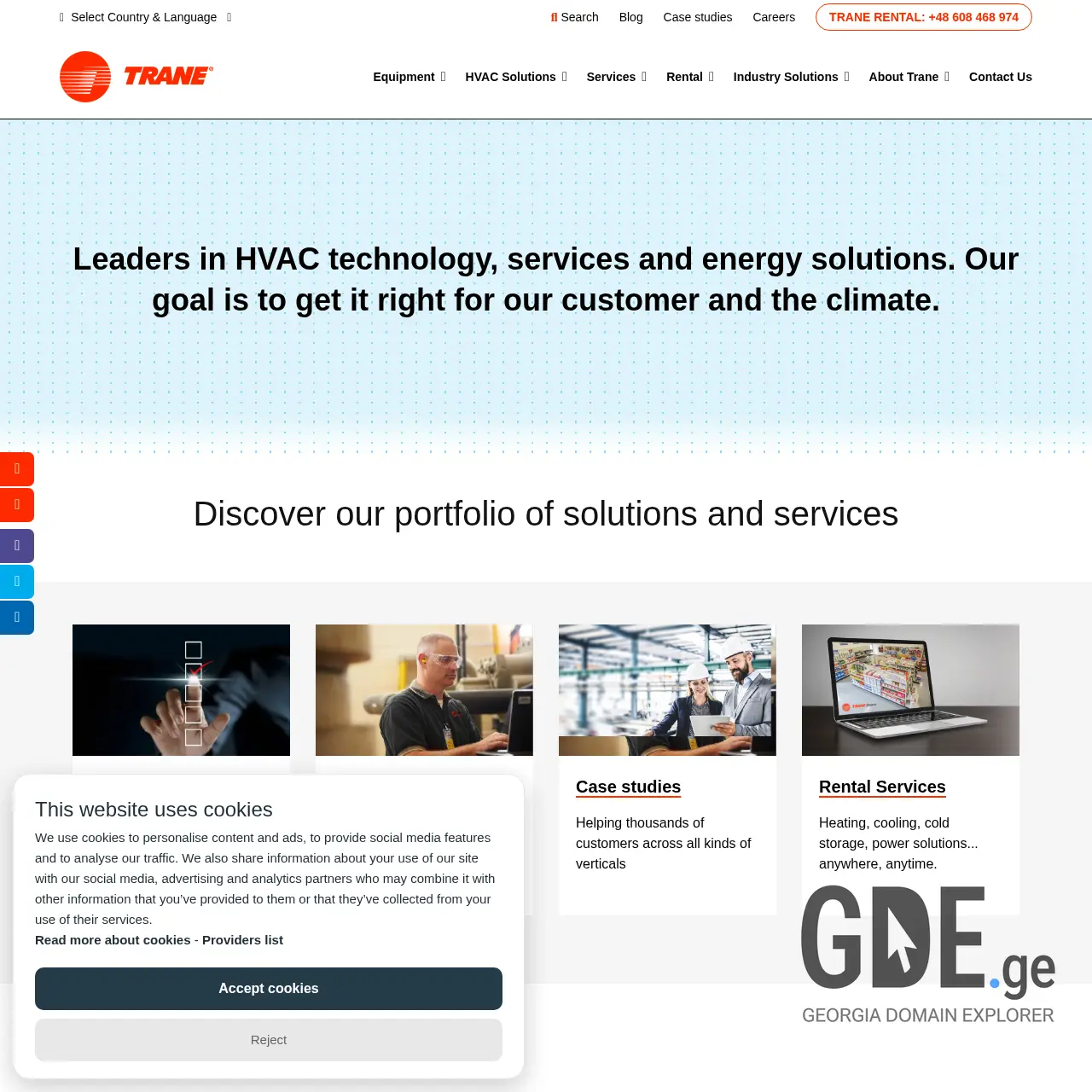 Screenshot of the site trane.ge at 2025-12-18