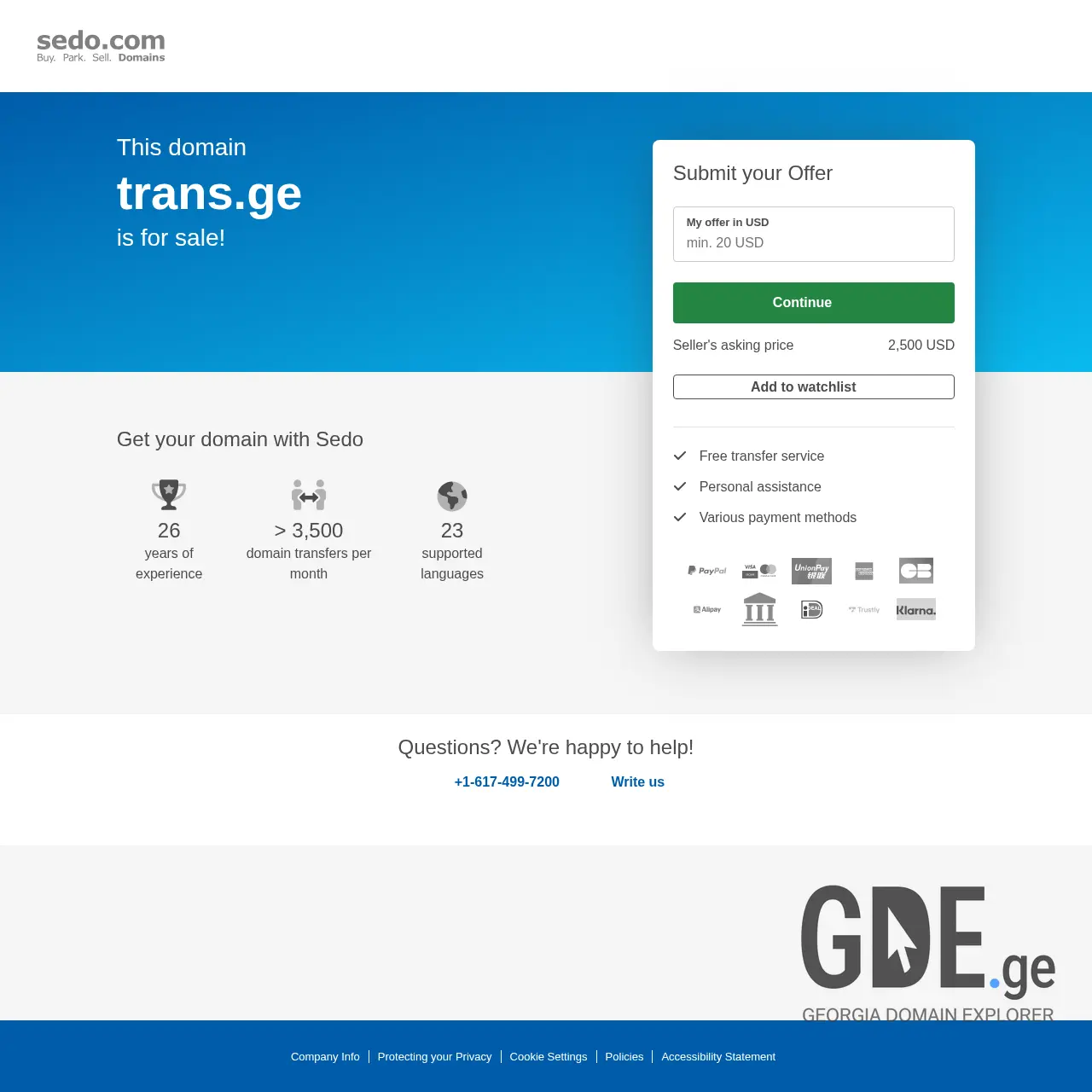 Screenshot of the site trans.ge at 2025-12-13