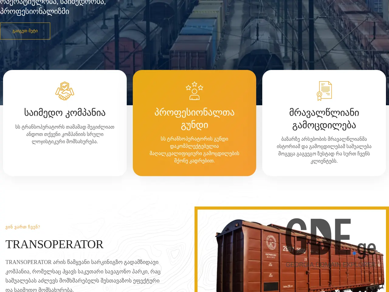 Screenshot of the site transoperator.ge at 2025-12-13